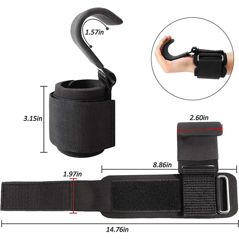Weight Lifting Hooks with Wrist Straps